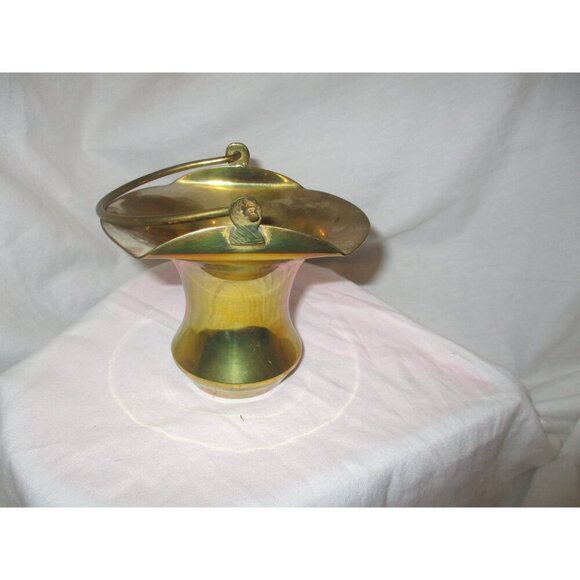 Brass basket Handle bent edge movable handle basket midcentury modern - Picture 3 of 6